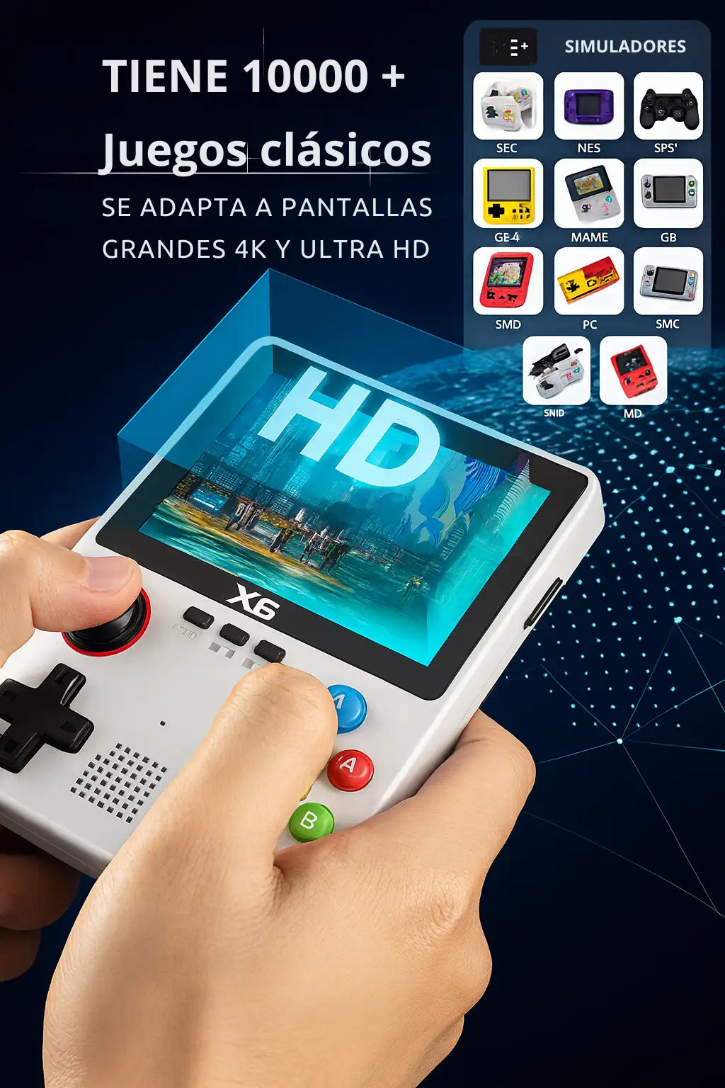 Consola de Videojuegos Retro 10.000 en 1 – Portátil, Joystick 3D, Conexión a TV